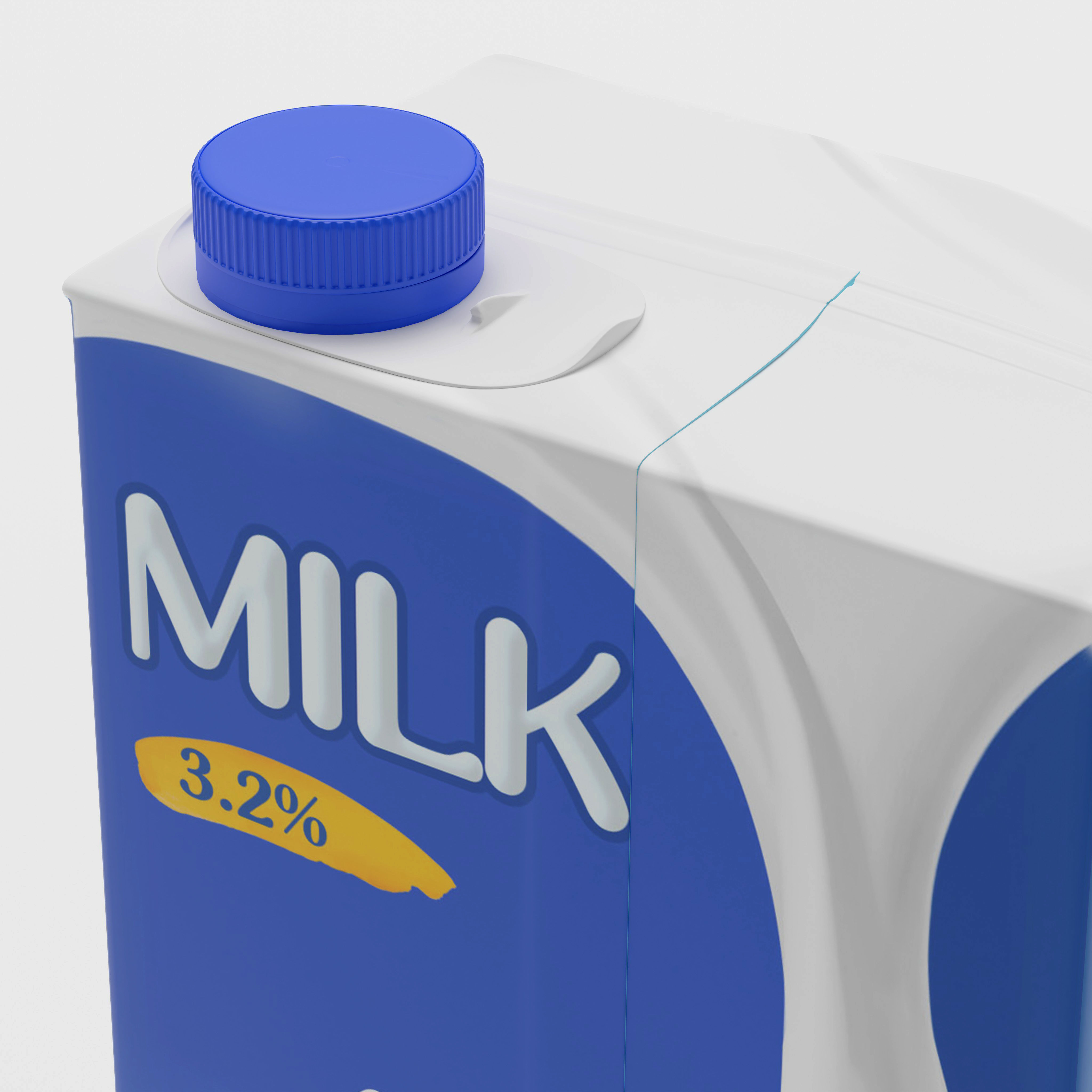 Milk Box cardboard with texture and UV map 3D model_3