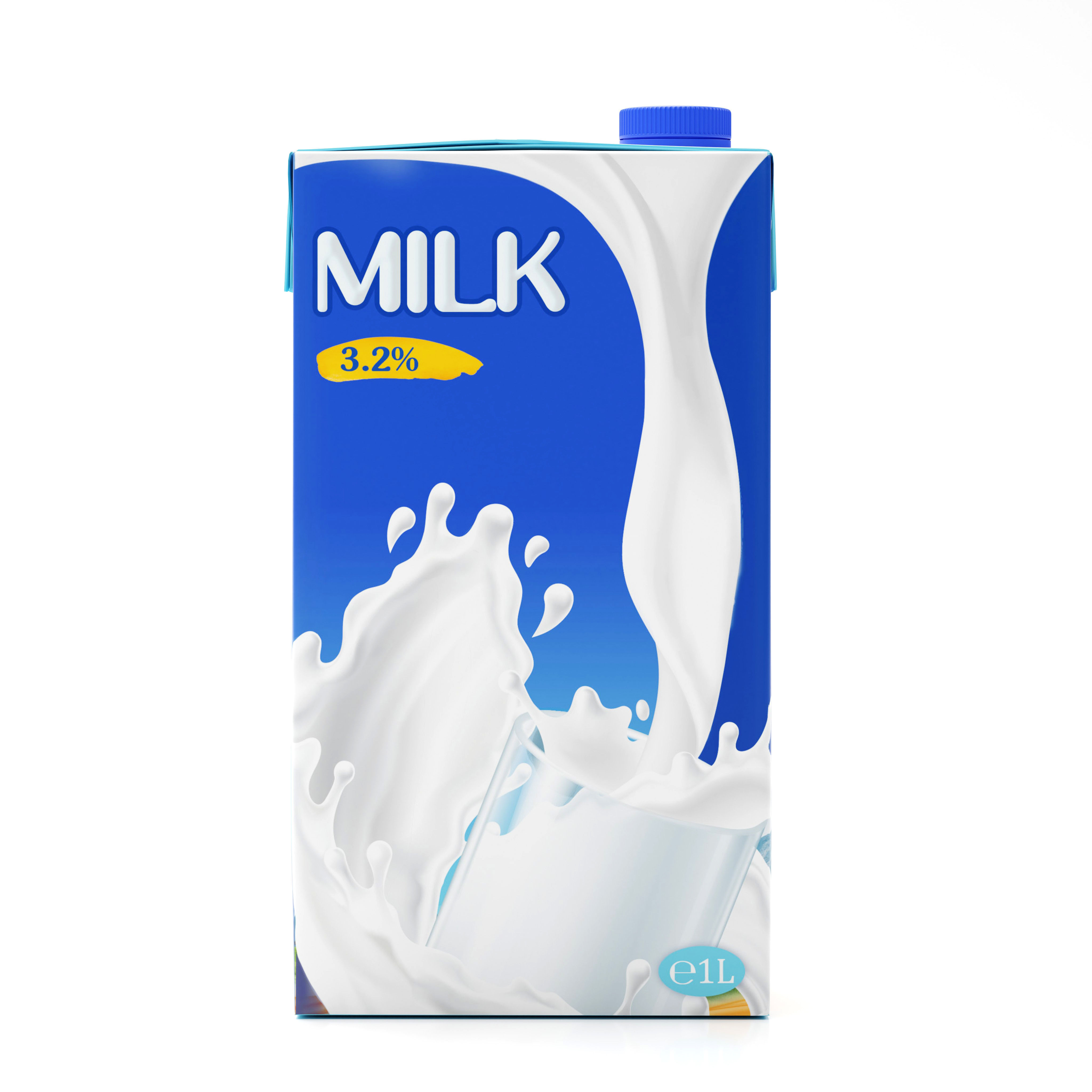 Milk Box cardboard with texture and UV map 3D model_2