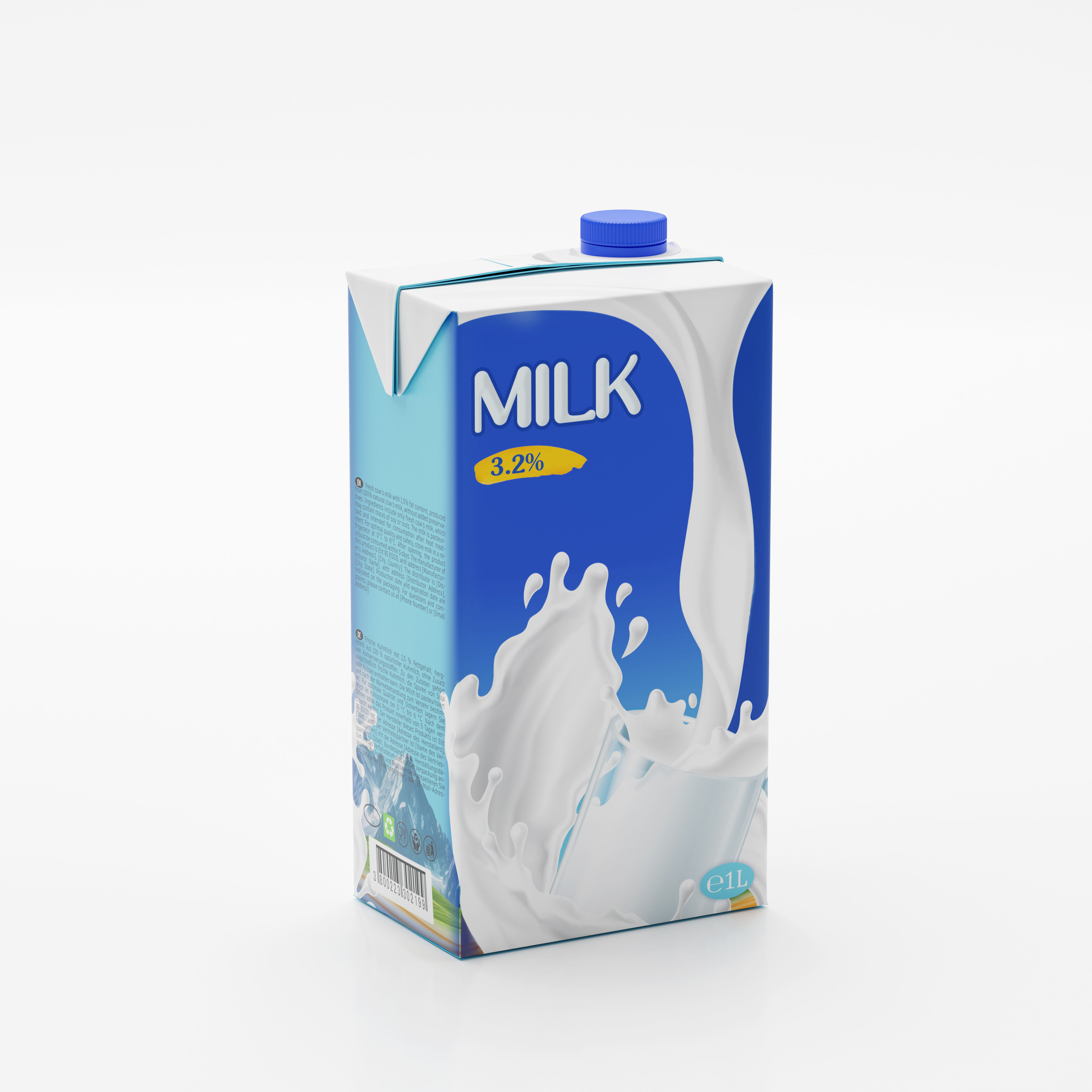 Milk Box cardboard with texture and UV map 3D model_1