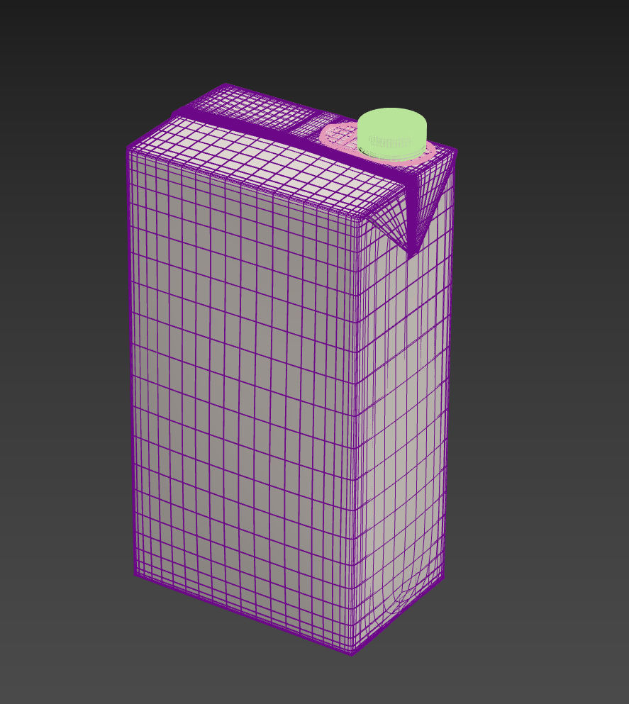 Milk Box cardboard with texture and UV map 3D model_9