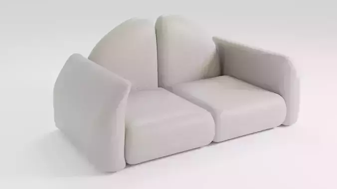 Modern sofa in light colors with creative shape