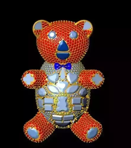 Teddy bear brooch daimond