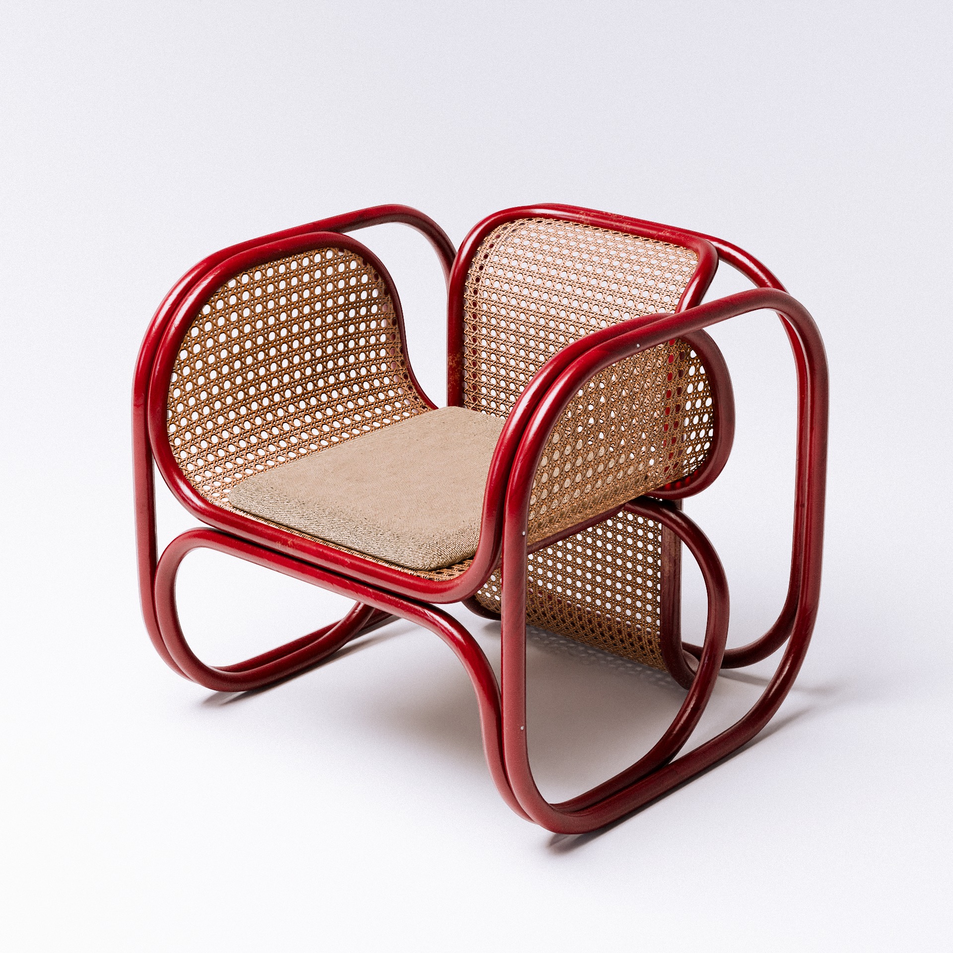 Embassy Cane Lounger Low-poly 3D model_1