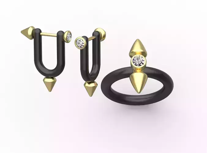 ring and earrings 3D print model