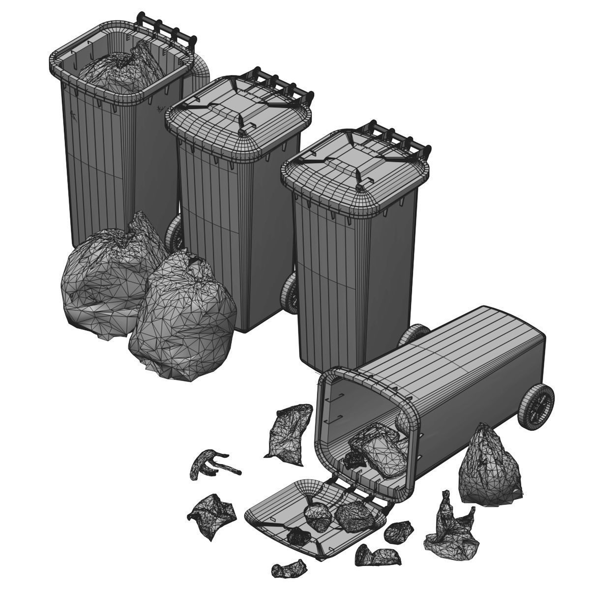 Garbage Set 3D model_3
