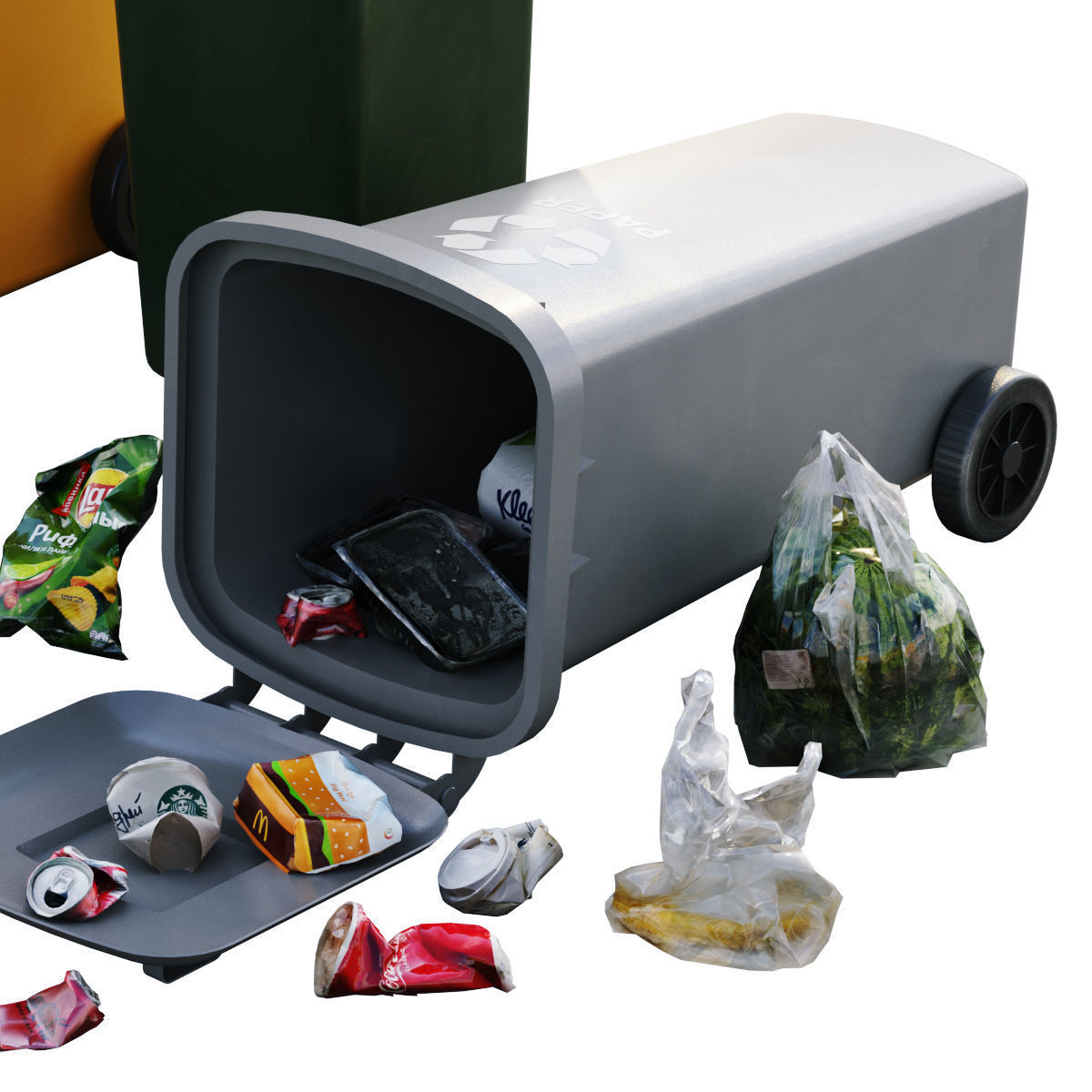 Garbage Set 3D model_2