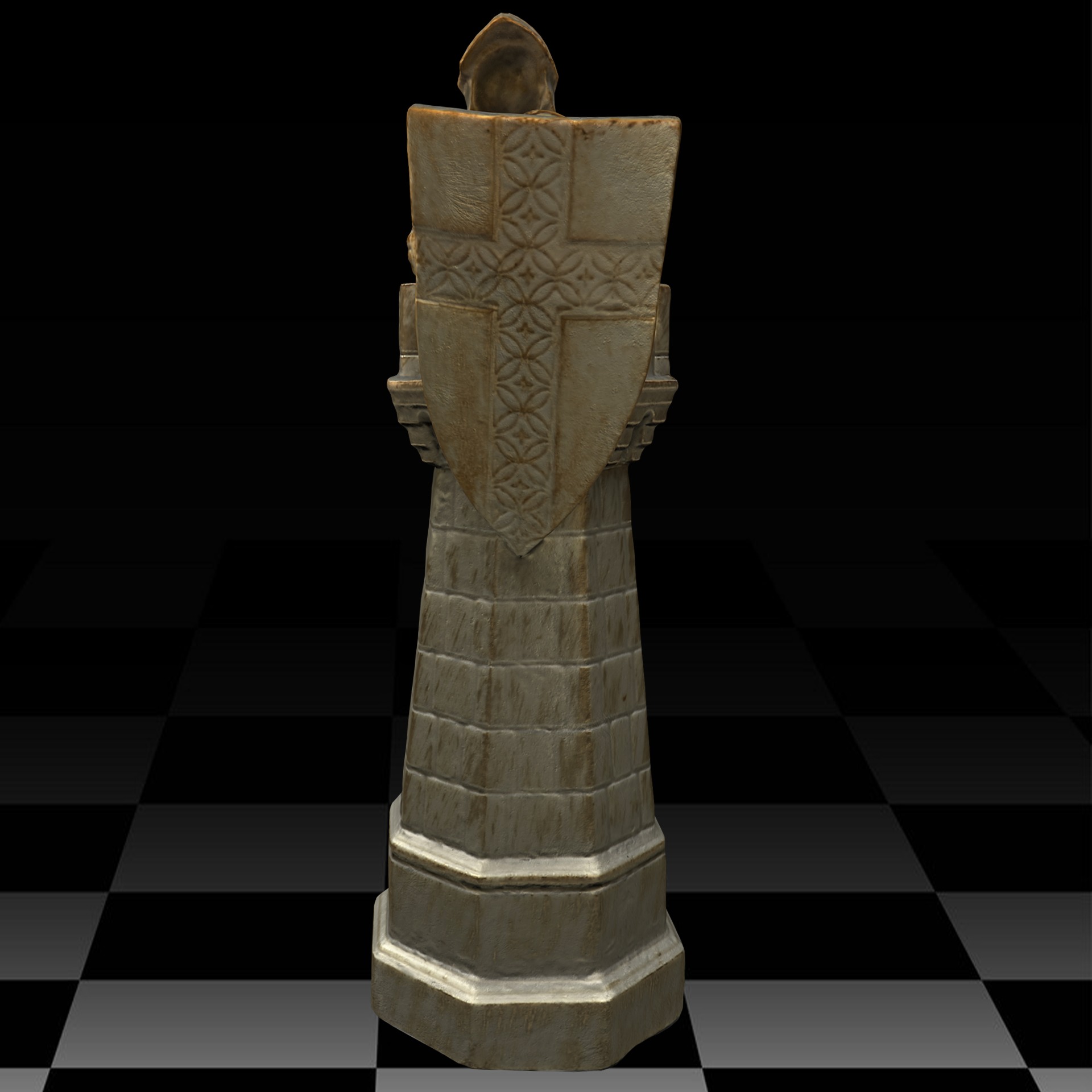Rook chess piece Low-poly 3D model_5