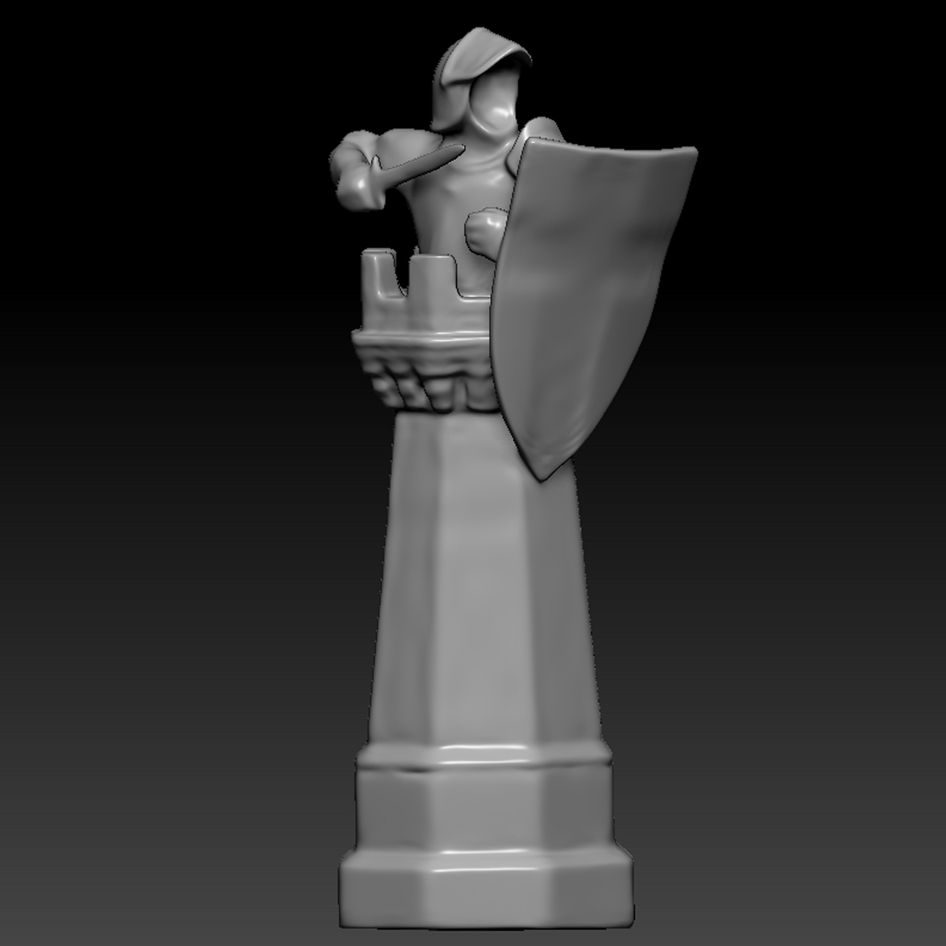 Rook chess piece Low-poly 3D model_8