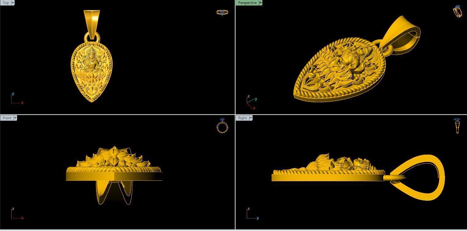 Laxmi Pendant-007  3D print model_5