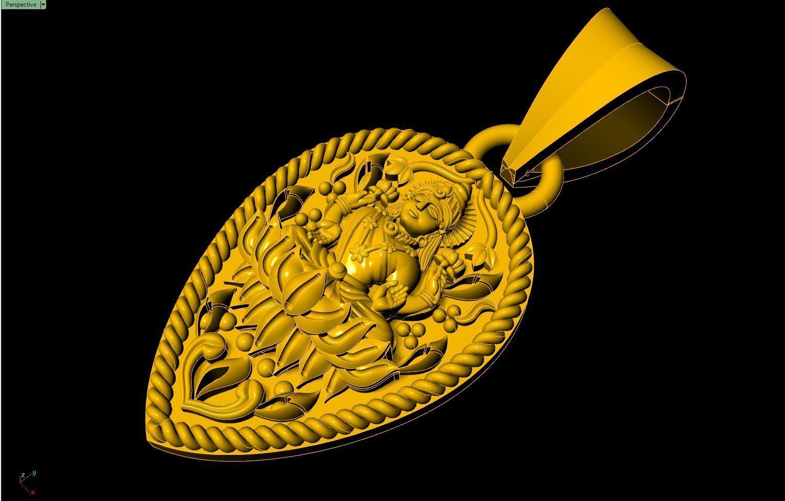 Laxmi Pendant-007  3D print model_6