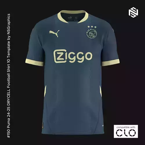 Puma 24-25 DRYCELL Football Shirt 10 Template for CLO 3D 3D model