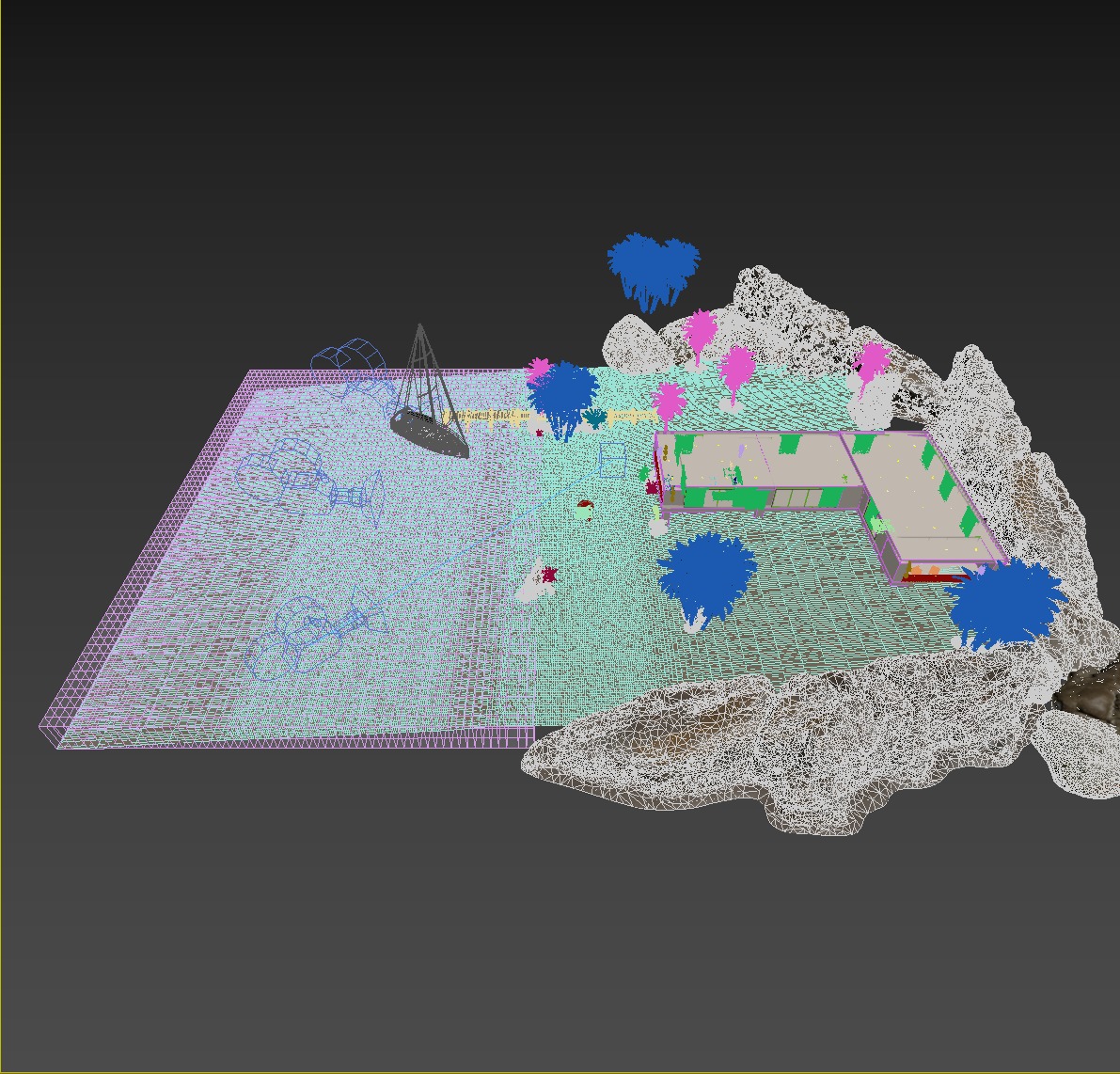 beach dock  sea Low-poly 3D model_4