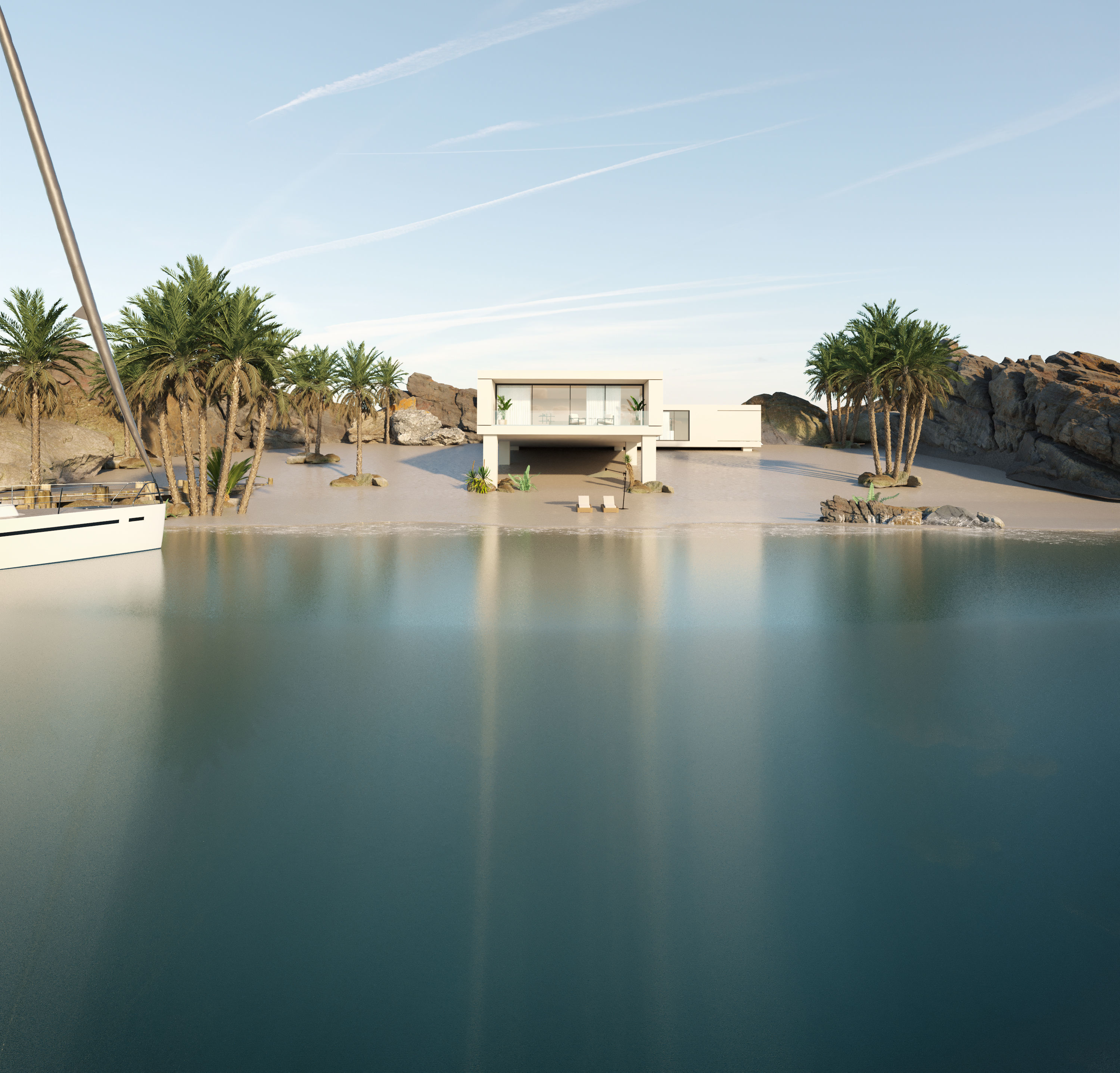 beach dock  sea Low-poly 3D model_1