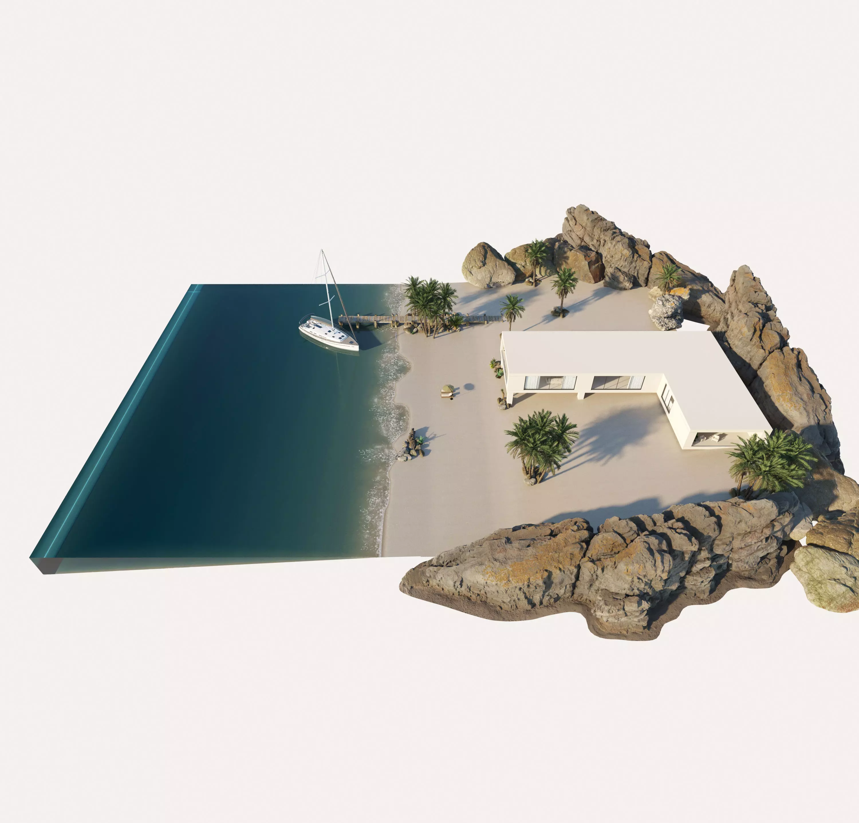 beach dock  sea Low-poly 3D model_0