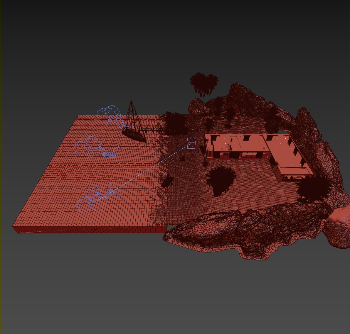 beach dock  sea Low-poly 3D model_3