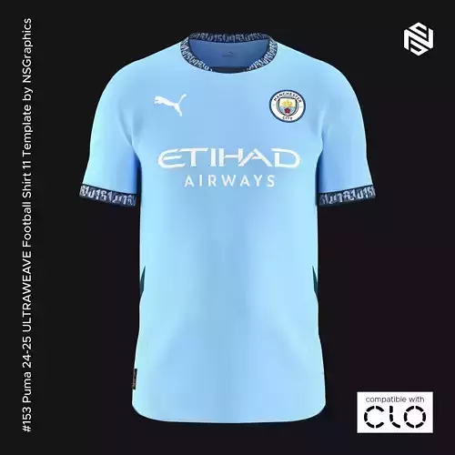 Puma 24-25 ULTRAWEAVE Football Shirt 11 Template for CLO 3D 3D model
