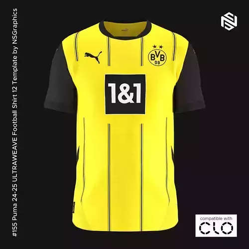 Puma 24-25 ULTRAWEAVE Football Shirt 12 Template for CLO 3D 3D model
