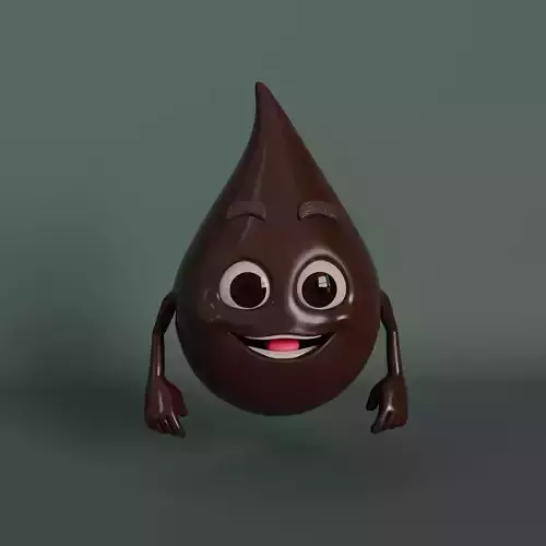 stylized cute chocolate drop Low-poly 3D model