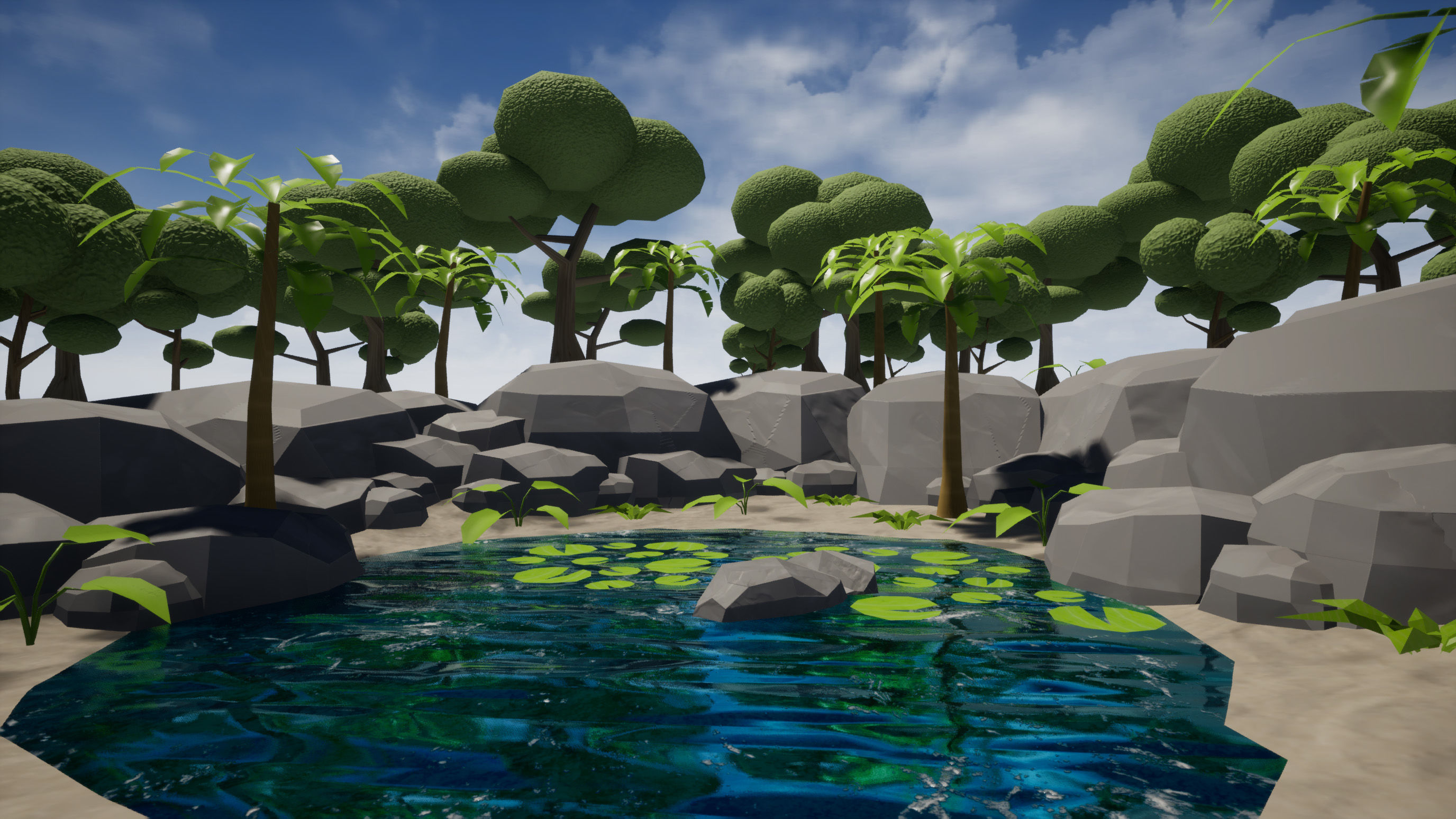 game ready Oasis Lake 3D Model Low-poly 3D model_1