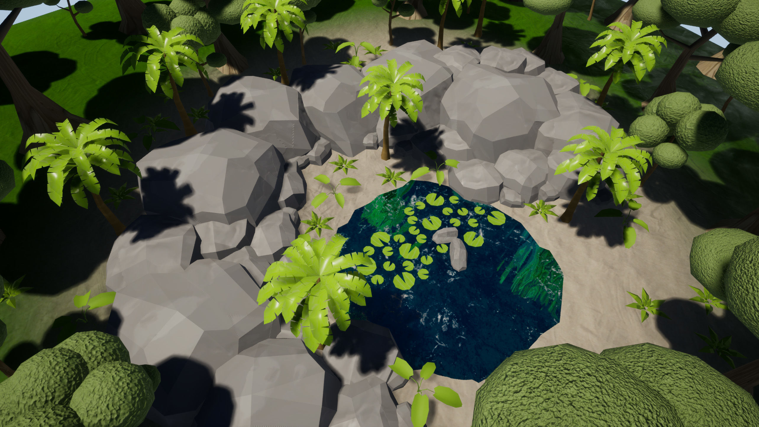 game ready Oasis Lake 3D Model Low-poly 3D model_2