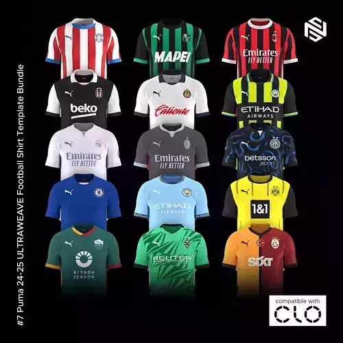 Puma 24-25 ULTRAWEAVE Football Shirt Template Bundle for CLO3D 3D Model Collection
