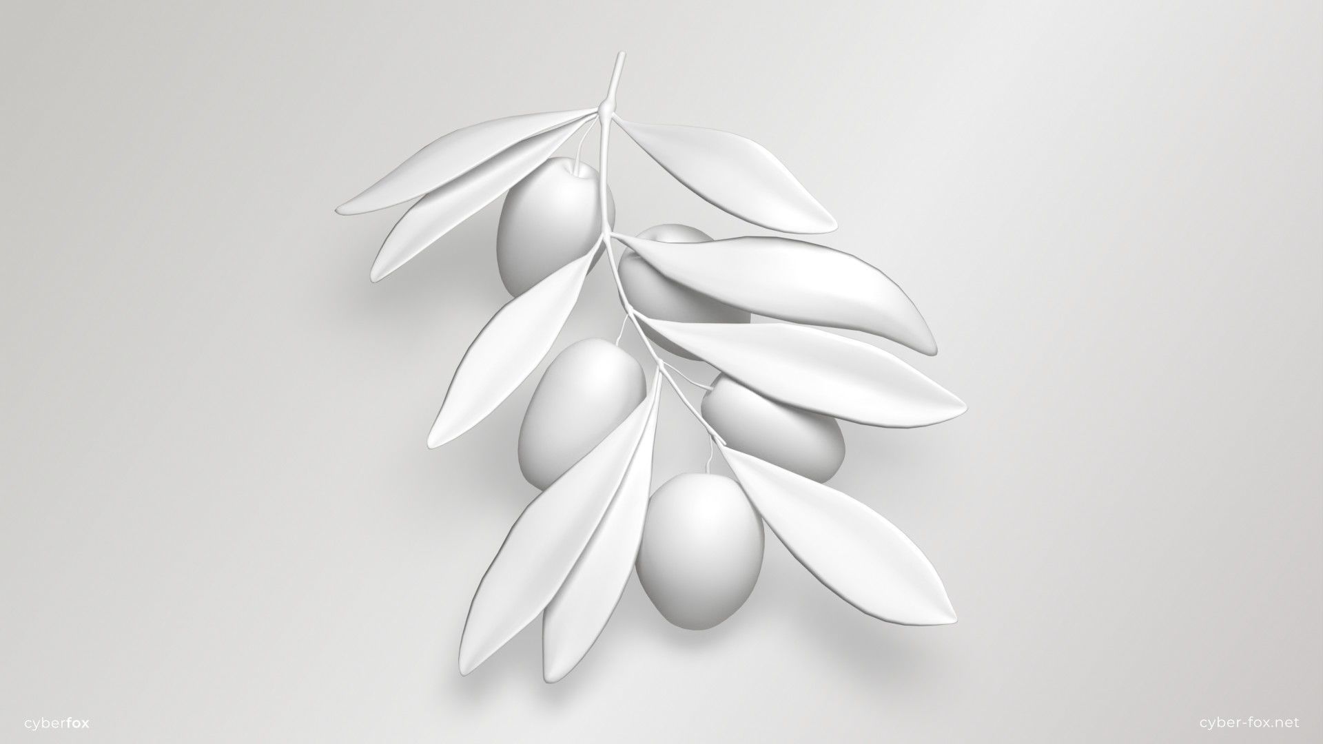 Green Olive Branch Low-poly 3D model_11