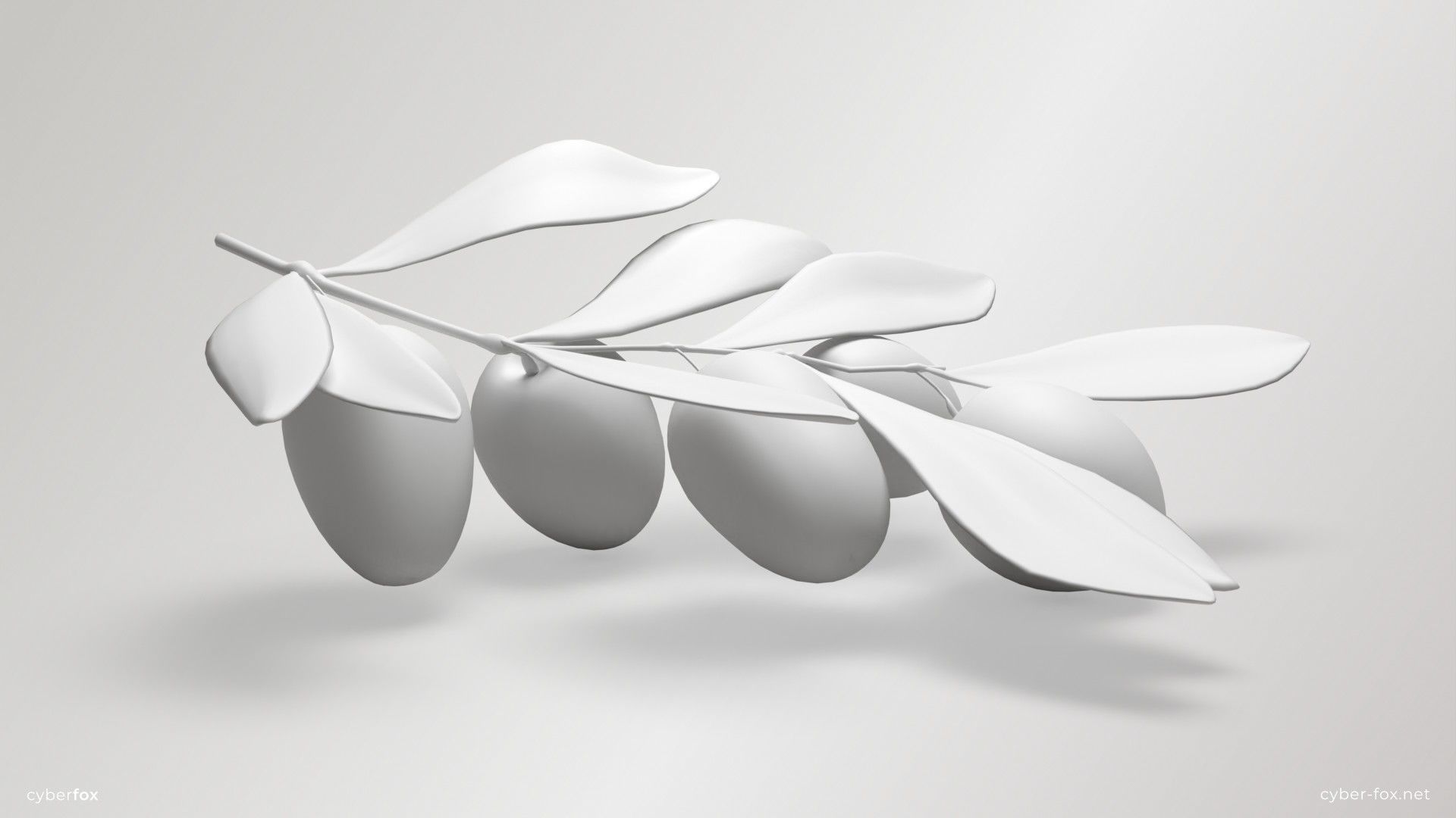 Green Olive Branch Low-poly 3D model_13