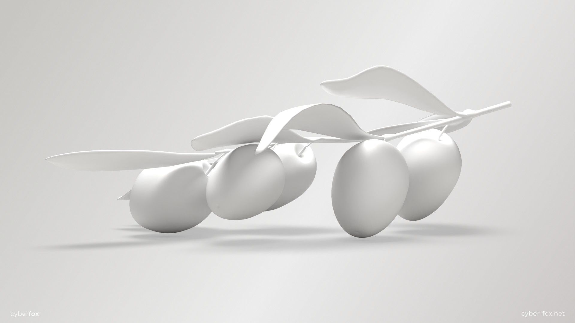 Green Olive Branch Low-poly 3D model_15