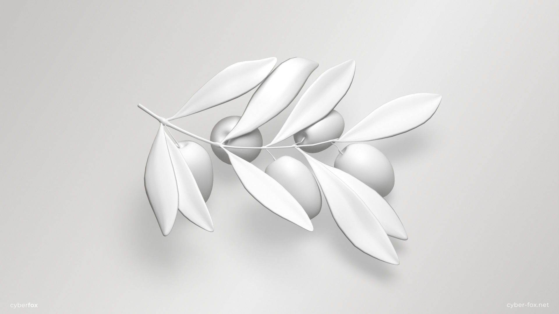 Green Olive Branch Low-poly 3D model_9