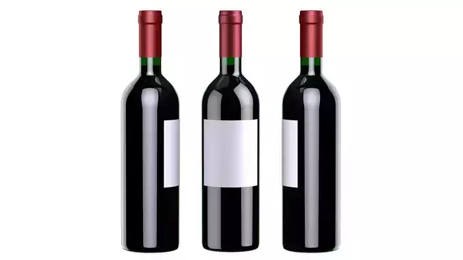 Red wine bottle 01 3D model