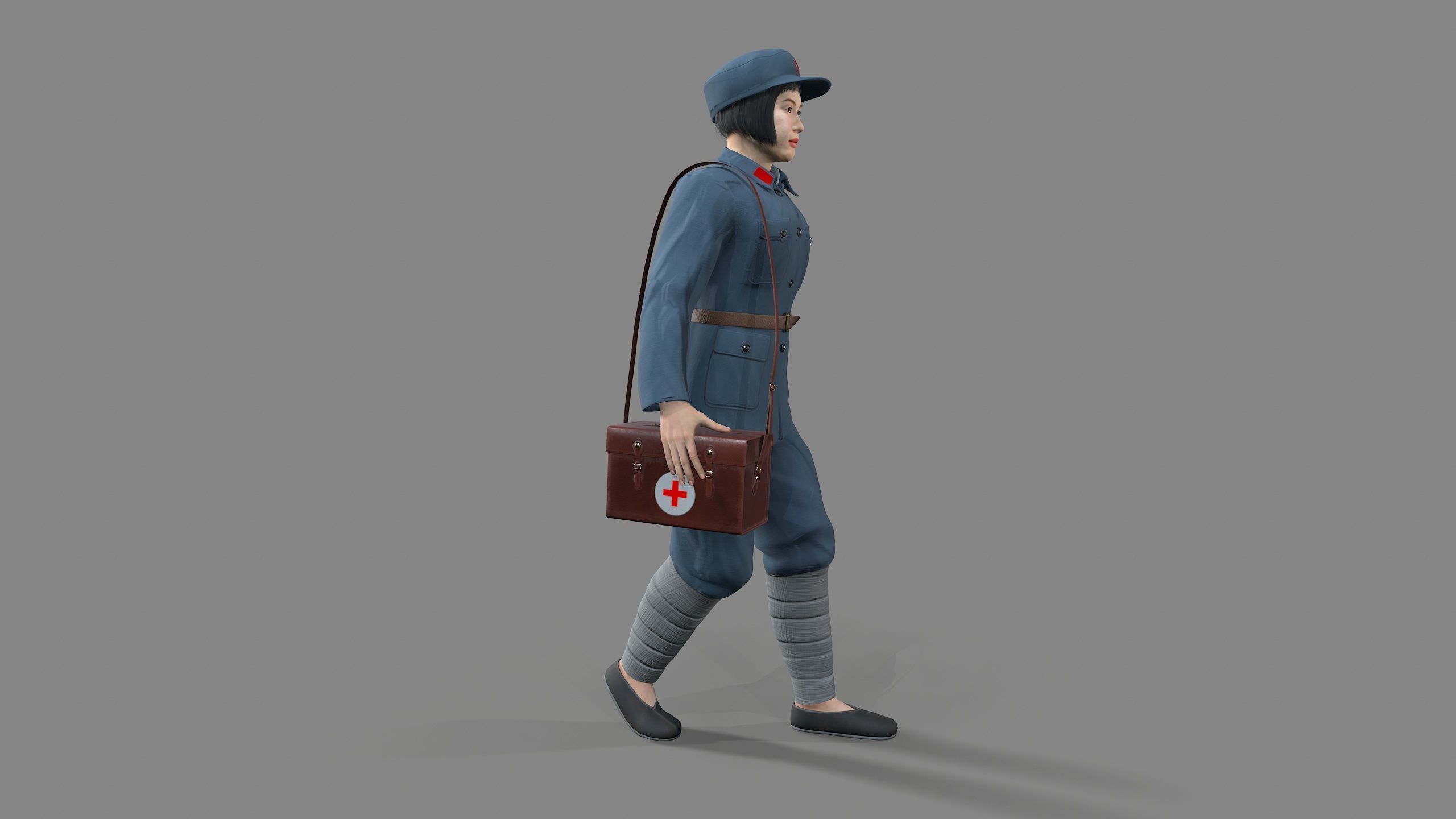women character Low-poly 3D model_5