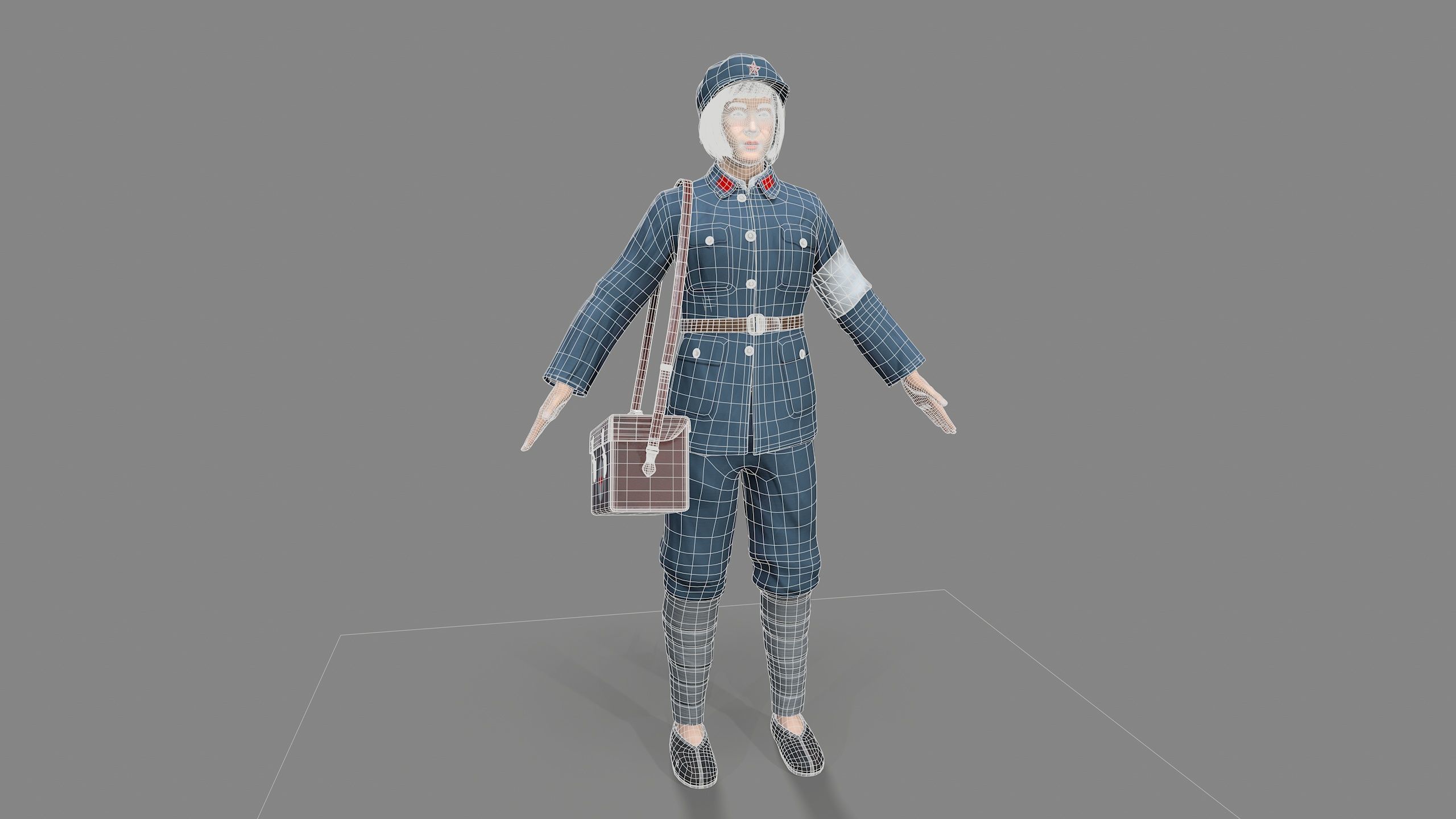 women character Low-poly 3D model_9