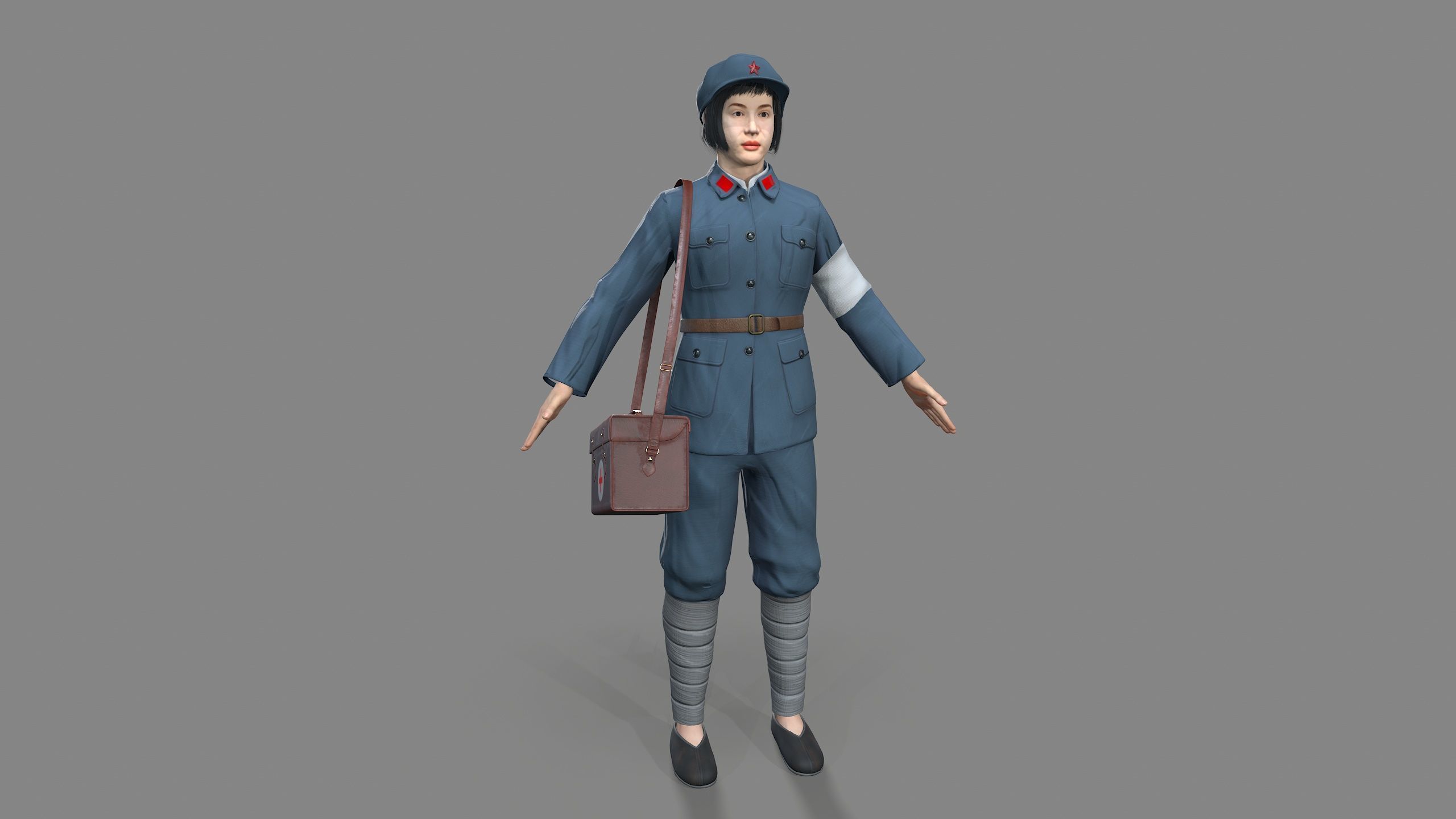 women character Low-poly 3D model_2