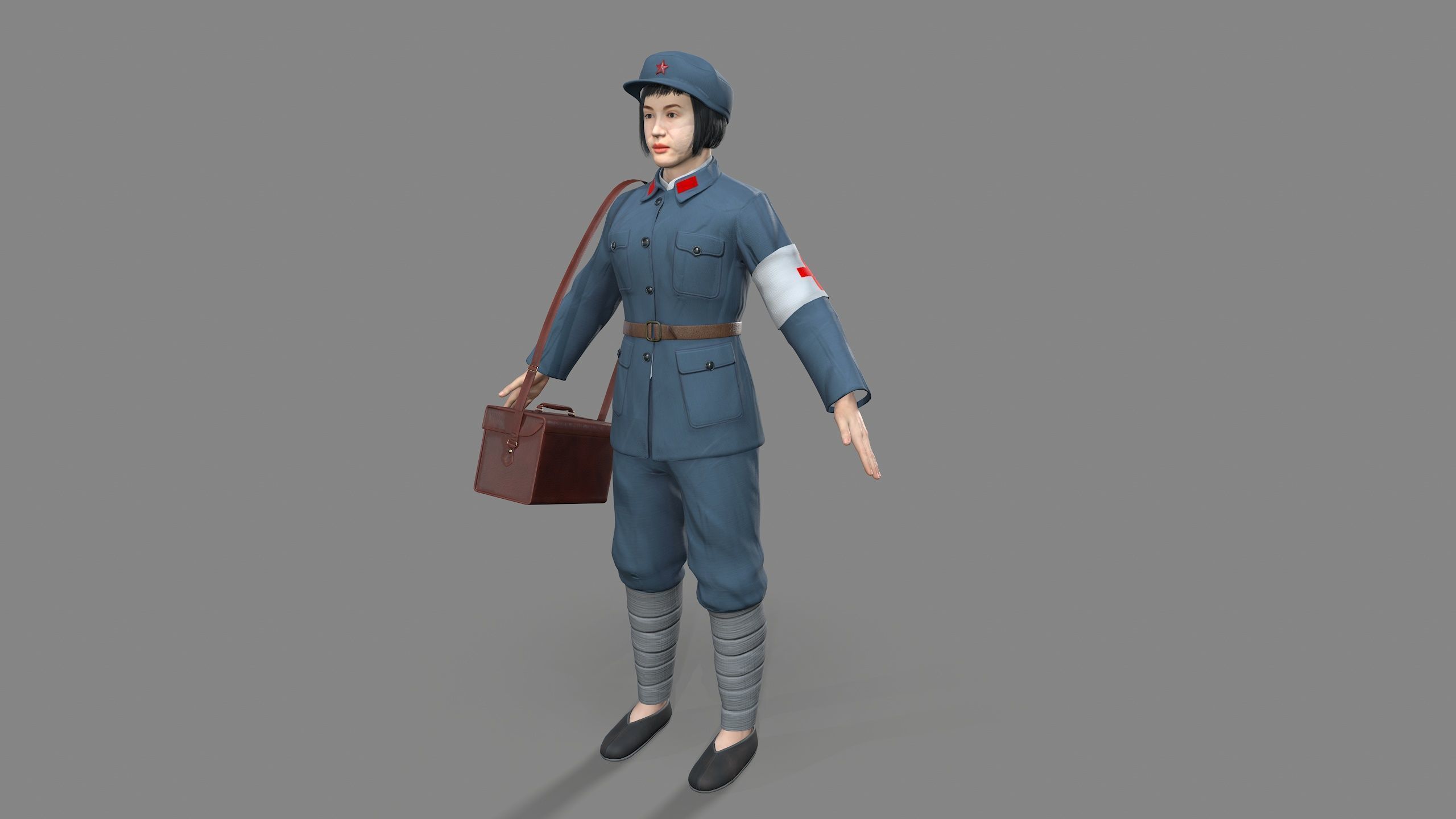 women character Low-poly 3D model_1