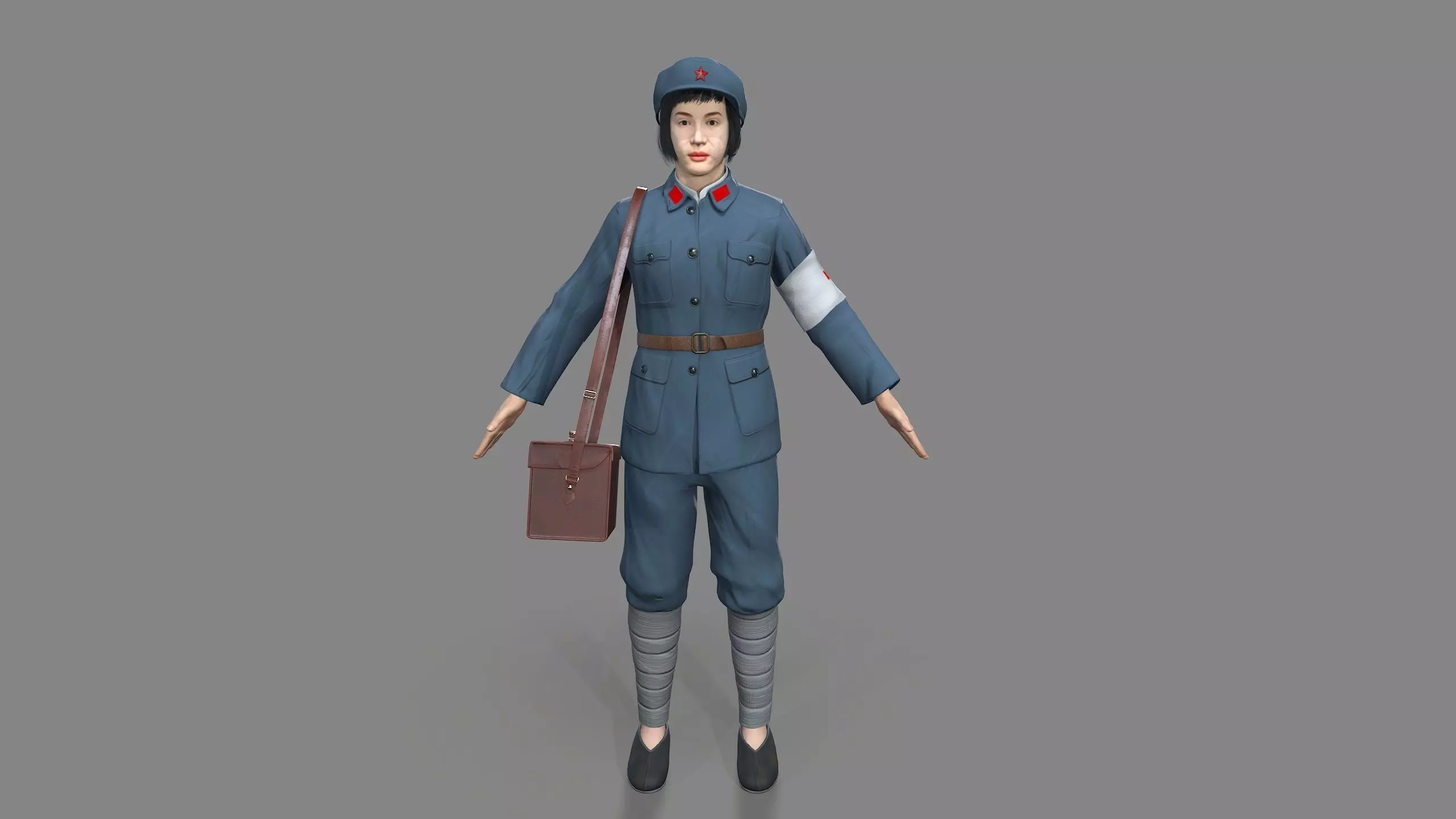 women character Low-poly 3D model_0