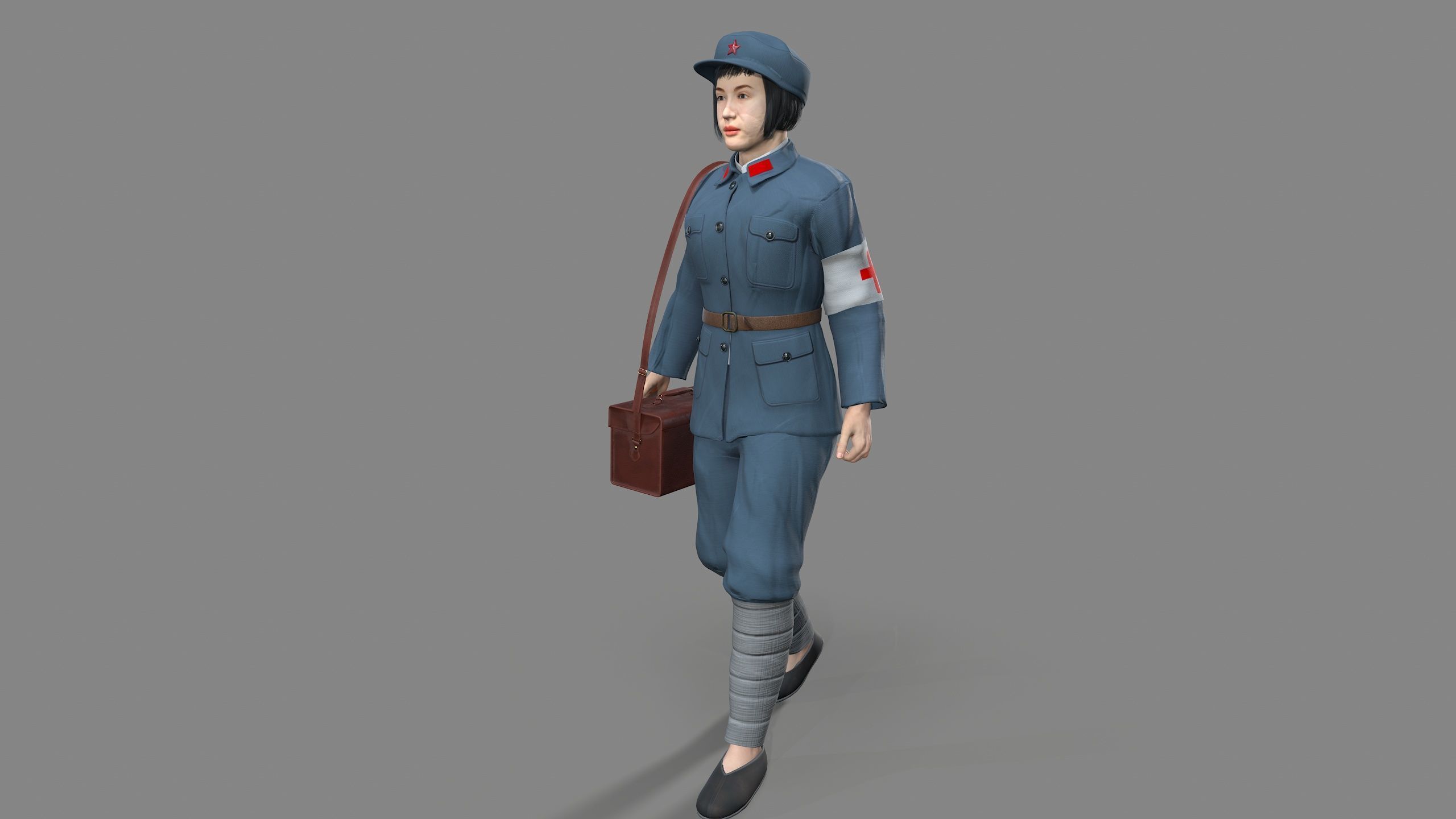 women character Low-poly 3D model_8