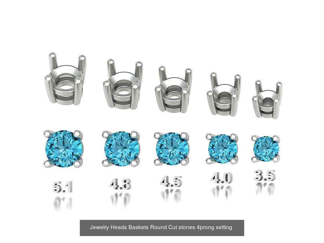 25 jewelry baskets findings pack 5 gem shape and size 3D Model Collection_5