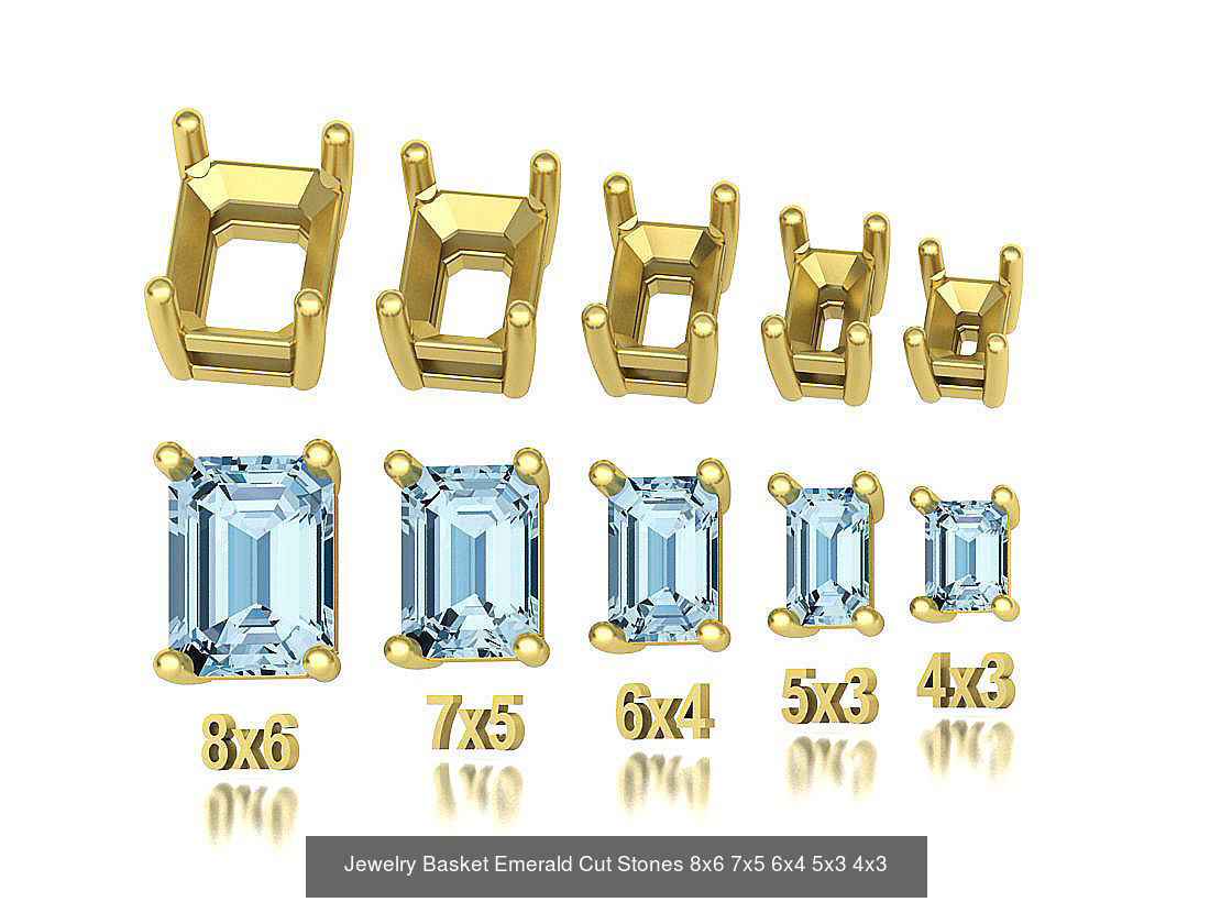 25 jewelry baskets findings pack 5 gem shape and size 3D Model Collection_4