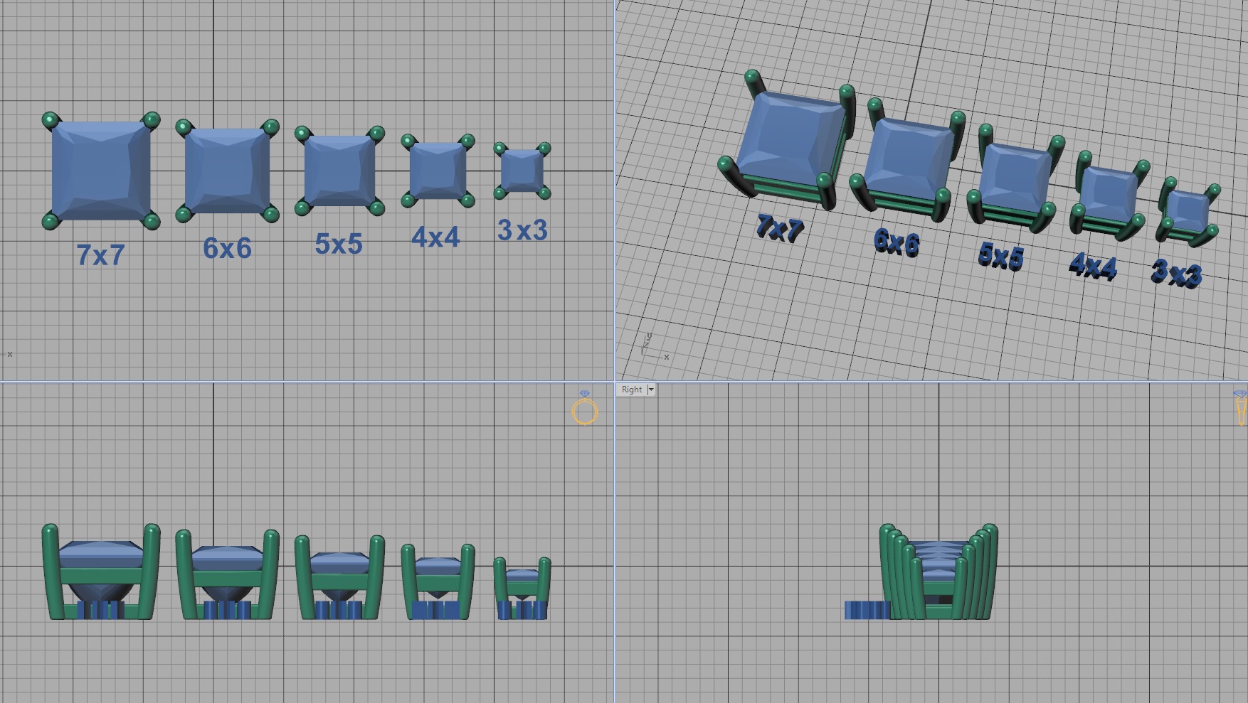 25 jewelry baskets findings pack 5 gem shape and size 3D Model Collection_11