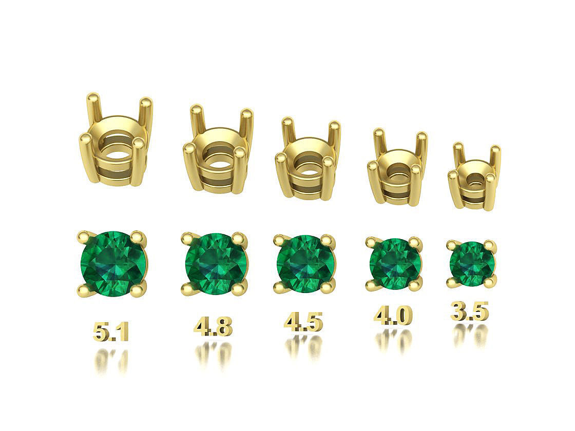 25 jewelry baskets findings pack 5 gem shape and size 3D Model Collection_9