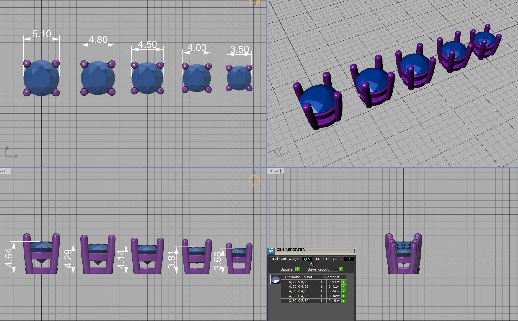 25 jewelry baskets findings pack 5 gem shape and size 3D Model Collection_7