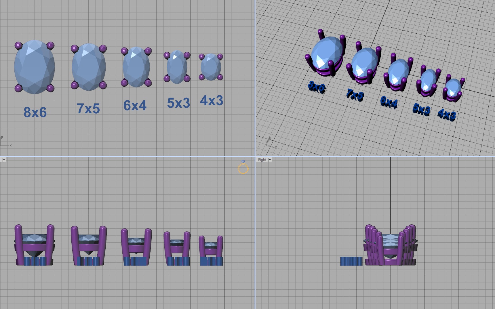 25 jewelry baskets findings pack 5 gem shape and size 3D Model Collection_32