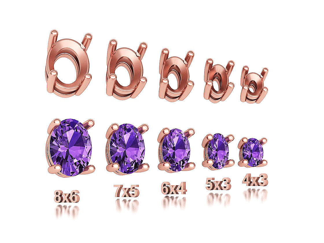 25 jewelry baskets findings pack 5 gem shape and size 3D Model Collection_28