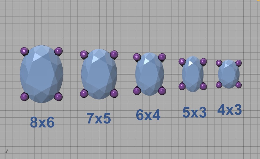 25 jewelry baskets findings pack 5 gem shape and size 3D Model Collection_33