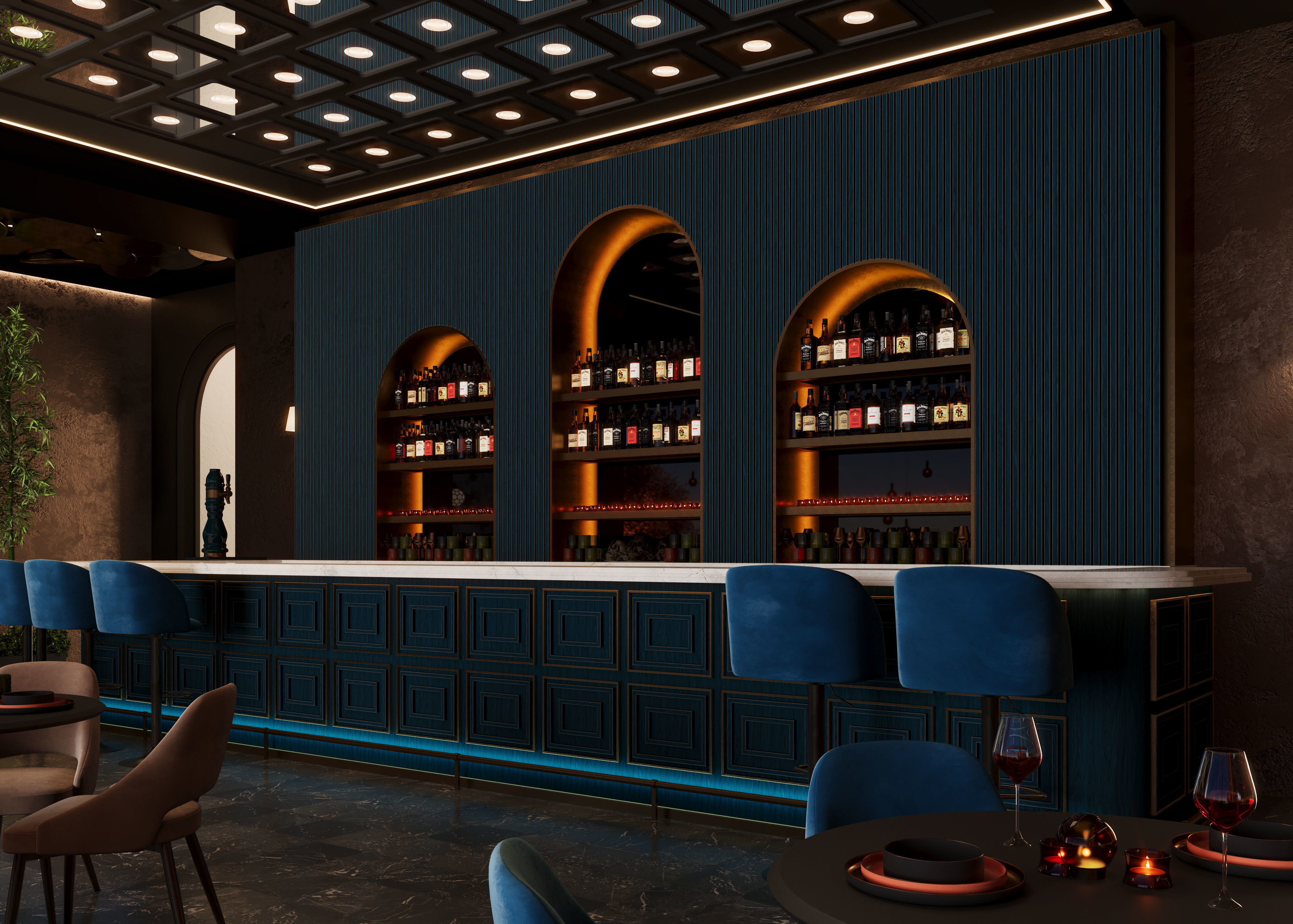 Restaurant Cafe Bar Pub Scene Render Ready  3D model_8