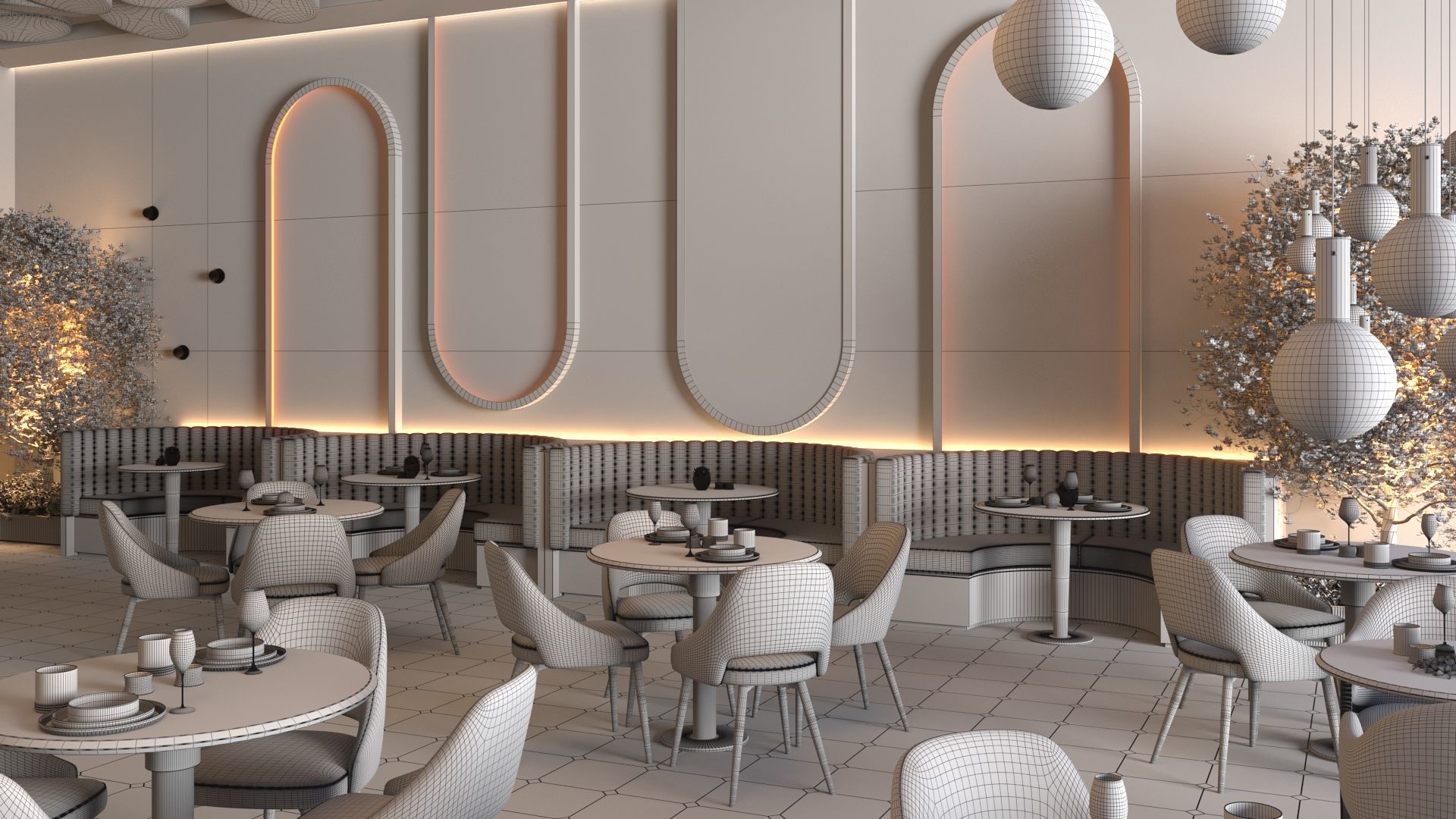 Restaurant Cafe Bar Pub Scene Render Ready  3D model_12