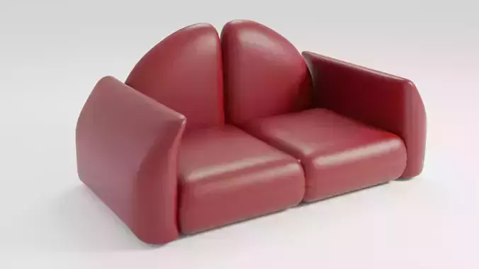 Modern sofa in red tones with creative shape