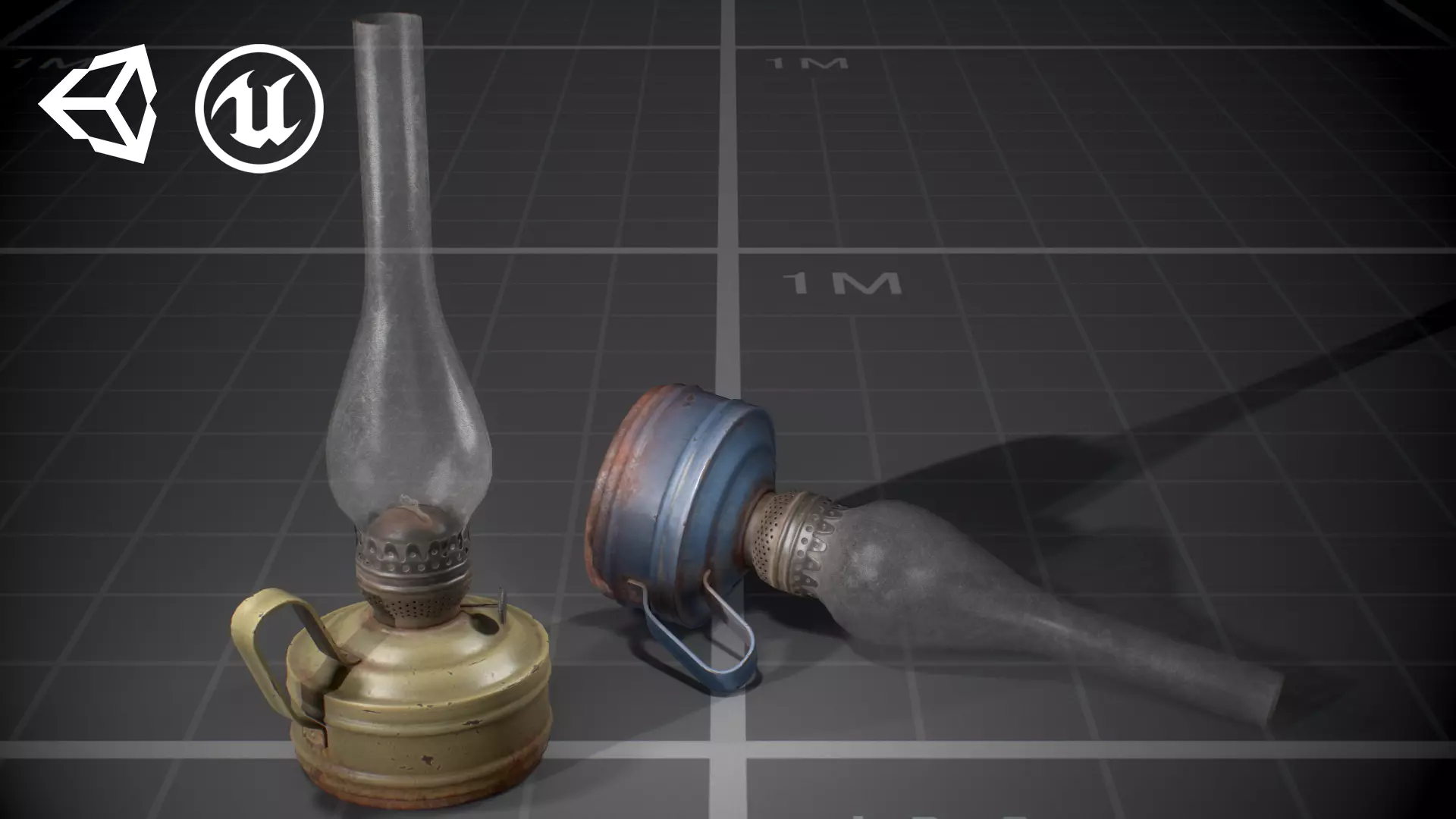 Used Soviet Kerosene Lamp Low-poly 3D model