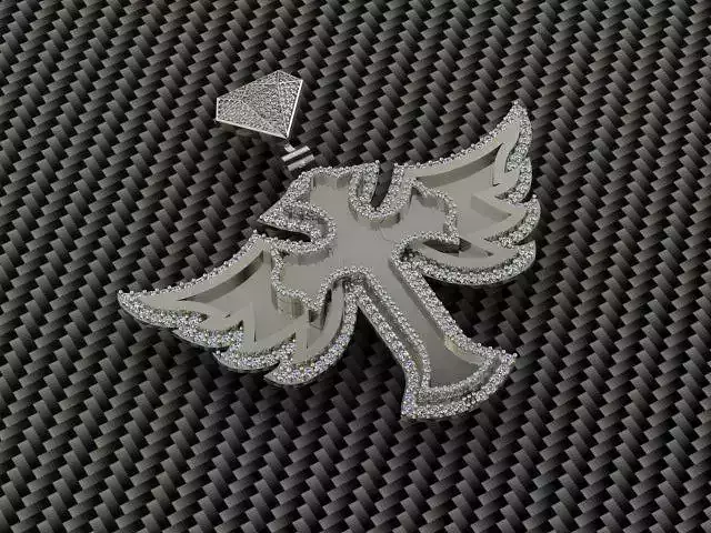 Angel Cross Full Diamond Gold 