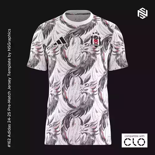 Adidas 24-25 Pre-Match Jersey Template for CLO 3D 3D model